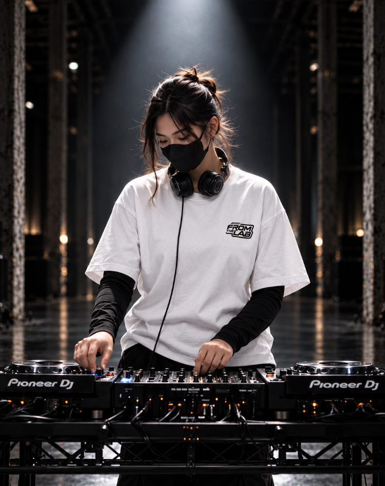 OPENFORM FTL WHITE TEE DJ  SET, DJ FASHION FROM THE LAB, FROMTHELAB